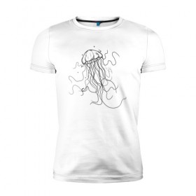 Мужская футболка премиум с принтом Черная медуза векторный рисуно в Санкт-Петербурге, 92% хлопок, 8% лайкра | приталенный силуэт, круглый вырез ворота, длина до линии бедра, короткий рукав | art | meduza | абстракция.vector | вектор | медуза | щупальца