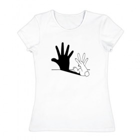 Женская футболка хлопок с принтом Тень кролика в Санкт-Петербурге, 100% хлопок | прямой крой, круглый вырез горловины, длина до линии бедер, слегка спущенное плечо | 