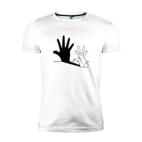 Мужская футболка премиум с принтом Тень кролика в Санкт-Петербурге, 92% хлопок, 8% лайкра | приталенный силуэт, круглый вырез ворота, длина до линии бедра, короткий рукав | 