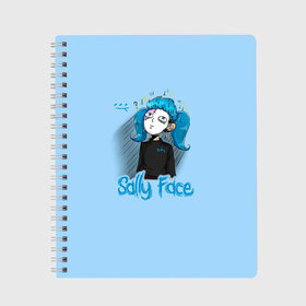 Тетрадь с принтом Sally Face в Санкт-Петербурге, 100% бумага | 48 листов, плотность листов — 60 г/м2, плотность картонной обложки — 250 г/м2. Листы скреплены сбоку удобной пружинной спиралью. Уголки страниц и обложки скругленные. Цвет линий — светло-серый
 | sally face | гизмо | девид | девочка | игра | лари | ларри | мальчик | маска | мрачная | на лице | пых | с протезом | сал | сали | салли | салли фейс | фейс | фэйс | эддисон | эшли