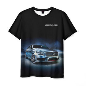 Мужская футболка 3D с принтом Mercedes AMG в Санкт-Петербурге, 100% полиэфир | прямой крой, круглый вырез горловины, длина до линии бедер | car | mercedes | mercedes   benz | motorsport | автомобиль | автоспорт | мерседес | спорткар