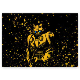 Поздравительная открытка с принтом Bumblebee в Санкт-Петербурге, 100% бумага | плотность бумаги 280 г/м2, матовая, на обратной стороне линовка и место для марки
 | kefer | volkswagen | автобот | бамблби | трансформатор | трансформаторы | шершень | шмель
