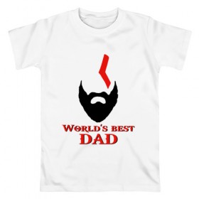 Мужская футболка хлопок с принтом World`s Best Dad в Санкт-Петербурге, 100% хлопок | прямой крой, круглый вырез горловины, длина до линии бедер, слегка спущенное плечо. | god of war | лучший в мире | лучший папа | любимый | отец | папа | папочка