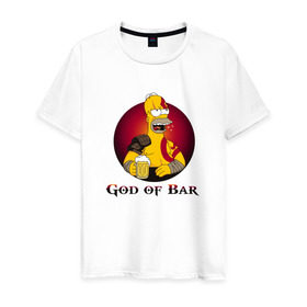 Мужская футболка хлопок с принтом God of Bar в Санкт-Петербурге, 100% хлопок | прямой крой, круглый вырез горловины, длина до линии бедер, слегка спущенное плечо. | god of war | бар | гомер | симпсоны