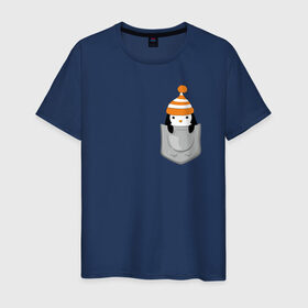 Мужская футболка хлопок с принтом Пингвинчик в Кармашке в Санкт-Петербурге, 100% хлопок | прямой крой, круглый вырез горловины, длина до линии бедер, слегка спущенное плечо. | 