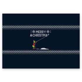 Поздравительная открытка с принтом Гринч Вязаный в Санкт-Петербурге, 100% бумага | плотность бумаги 280 г/м2, матовая, на обратной стороне линовка и место для марки
 | вязаный свитер | вязка | новый год | рождество