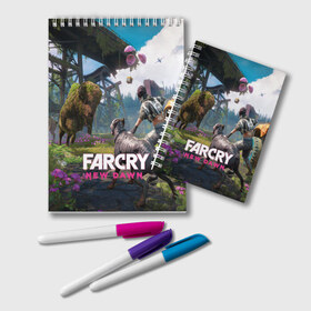 Блокнот с принтом FARCRYNEW DAWN в Санкт-Петербурге, 100% бумага | 48 листов, плотность листов — 60 г/м2, плотность картонной обложки — 250 г/м2. Листы скреплены удобной пружинной спиралью. Цвет линий — светло-серый
 | far cry | far cry 5 | far cry new dawn | far cry primal | farcry | fc 5 | fc5 | game | new dawn | primal | игры | постапокалипсис | фар край | фар край 5