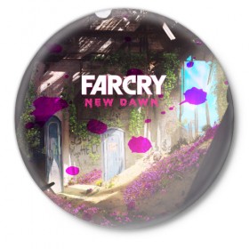 Значок с принтом FARCRY NEW DAWN в Санкт-Петербурге,  металл | круглая форма, металлическая застежка в виде булавки | Тематика изображения на принте: 