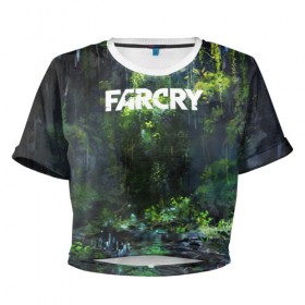 Женская футболка 3D укороченная с принтом FarCry в Санкт-Петербурге, 100% полиэстер | круглая горловина, длина футболки до линии талии, рукава с отворотами | 