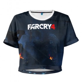 Женская футболка 3D укороченная с принтом FARCRY4 в Санкт-Петербурге, 100% полиэстер | круглая горловина, длина футболки до линии талии, рукава с отворотами | 