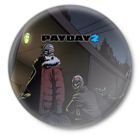 Значок с принтом Payday 2 в Санкт-Петербурге,  металл | круглая форма, металлическая застежка в виде булавки | 