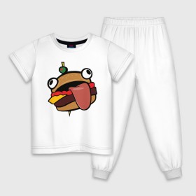 Детская пижама хлопок с принтом Durr burger в Санкт-Петербурге, 100% хлопок |  брюки и футболка прямого кроя, без карманов, на брюках мягкая резинка на поясе и по низу штанин
 | battle | durrr | fastfood | fortnite | royale | бургер | еда | фастфуд