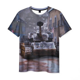 Мужская футболка 3D с принтом Танк в засаде в Санкт-Петербурге, 100% полиэфир | прямой крой, круглый вырез горловины, длина до линии бедер | 9 мая | cs | winner | wot | армия | бронетехника | вов | день победы | зима | игра | контра | оружие | победитель | танки | танки онлайн | танкист | танковые войска