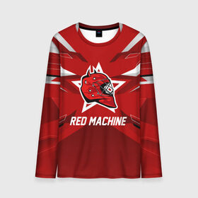 Мужской лонгслив 3D с принтом Red machine в Санкт-Петербурге, 100% полиэстер | длинные рукава, круглый вырез горловины, полуприлегающий силуэт | hockey | national | red machine | russia | team | красная машина | россия | сборная | хоккей | хоккейная