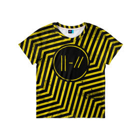 Детская футболка 3D с принтом Twenty One Pilots - Trench в Санкт-Петербурге, 100% гипоаллергенный полиэфир | прямой крой, круглый вырез горловины, длина до линии бедер, чуть спущенное плечо, ткань немного тянется | band | best | blurry | face | indie | logo | music | one | pilots | pop | regional | rock | symbol | top | trench | twenty | vessel | группа | инди | лого | логотип | музыка | пилоты | поп | рок | символ | топ | тренч