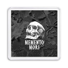 Магнит 55*55 с принтом Memento mori в Санкт-Петербурге, Пластик | Размер: 65*65 мм; Размер печати: 55*55 мм | black | death | life | memento mori | skeleton | skull | жизнь | скелет | череп | черный