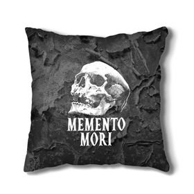 Подушка 3D с принтом Memento mori в Санкт-Петербурге, наволочка – 100% полиэстер, наполнитель – холлофайбер (легкий наполнитель, не вызывает аллергию). | состоит из подушки и наволочки. Наволочка на молнии, легко снимается для стирки | black | death | life | memento mori | skeleton | skull | жизнь | скелет | череп | черный