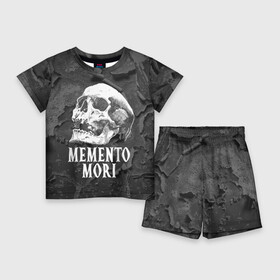 Детский костюм с шортами 3D с принтом Memento mori в Санкт-Петербурге,  |  | Тематика изображения на принте: black | death | life | memento mori | skeleton | skull | жизнь | скелет | череп | черный
