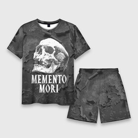 Мужской костюм с шортами 3D с принтом Memento mori в Санкт-Петербурге,  |  | Тематика изображения на принте: black | death | life | memento mori | skeleton | skull | жизнь | скелет | череп | черный