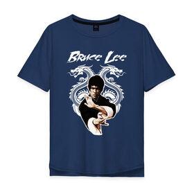 Мужская футболка хлопок Oversize с принтом Bruce lee в Санкт-Петербурге, 100% хлопок | свободный крой, круглый ворот, “спинка” длиннее передней части | bruce lee | jeet kune do | брюс ли | каратэ