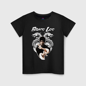 Детская футболка хлопок с принтом Bruce lee в Санкт-Петербурге, 100% хлопок | круглый вырез горловины, полуприлегающий силуэт, длина до линии бедер | bruce lee | jeet kune do | брюс ли | каратэ
