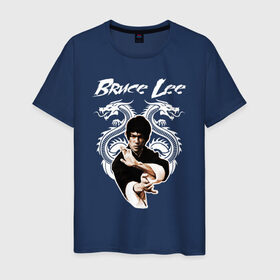 Мужская футболка хлопок с принтом Bruce lee в Санкт-Петербурге, 100% хлопок | прямой крой, круглый вырез горловины, длина до линии бедер, слегка спущенное плечо. | bruce lee | jeet kune do | брюс ли | каратэ