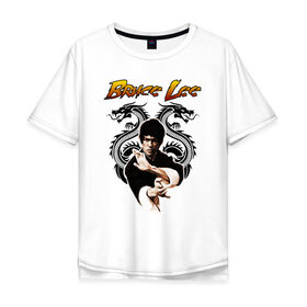 Мужская футболка хлопок Oversize с принтом Bruce lee в Санкт-Петербурге, 100% хлопок | свободный крой, круглый ворот, “спинка” длиннее передней части | bruce lee | jeet kune do | karate | брюс ли | каратэ