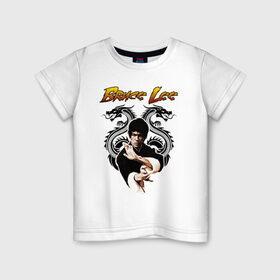 Детская футболка хлопок с принтом Bruce lee в Санкт-Петербурге, 100% хлопок | круглый вырез горловины, полуприлегающий силуэт, длина до линии бедер | bruce lee | jeet kune do | karate | брюс ли | каратэ