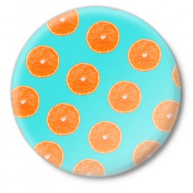 Значок с принтом Апельсины в Санкт-Петербурге,  металл | круглая форма, металлическая застежка в виде булавки | апельсин | апельсины | грейпфрукт | грейпфрут | разрез | сочный | фрукт