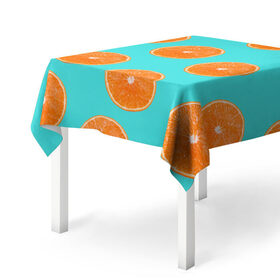 Скатерть 3D с принтом Апельсины в Санкт-Петербурге, 100% полиэстер (ткань не мнется и не растягивается) | Размер: 150*150 см | апельсин | апельсины | грейпфрукт | грейпфрут | разрез | сочный | фрукт
