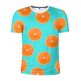 Мужская футболка 3D спортивная с принтом Апельсины в Санкт-Петербурге, 100% полиэстер с улучшенными характеристиками | приталенный силуэт, круглая горловина, широкие плечи, сужается к линии бедра | апельсин | апельсины | грейпфрукт | грейпфрут | разрез | сочный | фрукт