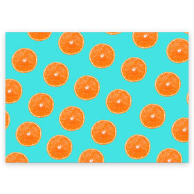 Поздравительная открытка с принтом Апельсины в Санкт-Петербурге, 100% бумага | плотность бумаги 280 г/м2, матовая, на обратной стороне линовка и место для марки
 | апельсин | апельсины | грейпфрукт | грейпфрут | разрез | сочный | фрукт