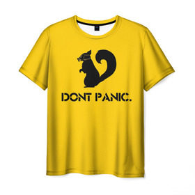 Мужская футболка 3D с принтом Dont Panic. в Санкт-Петербурге, 100% полиэфир | прямой крой, круглый вырез горловины, длина до линии бедер | dont panic | белка | енот | скунс