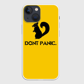 Чехол для iPhone 13 mini с принтом Dont Panic. в Санкт-Петербурге,  |  | Тематика изображения на принте: dont panic | белка | енот | скунс