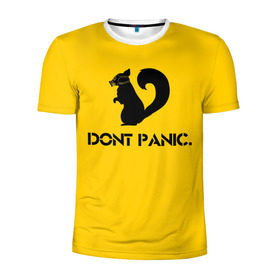 Мужская футболка 3D спортивная с принтом Dont Panic. в Санкт-Петербурге, 100% полиэстер с улучшенными характеристиками | приталенный силуэт, круглая горловина, широкие плечи, сужается к линии бедра | dont panic | белка | енот | скунс