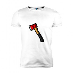 Мужская футболка премиум с принтом Пожарный топор в Санкт-Петербурге, 92% хлопок, 8% лайкра | приталенный силуэт, круглый вырез ворота, длина до линии бедра, короткий рукав | вектор | плоский | пожарный | стиль. | топор