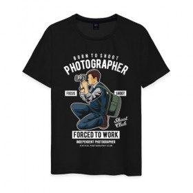 Мужская футболка хлопок с принтом Фотограф в Санкт-Петербурге, 100% хлопок | прямой крой, круглый вырез горловины, длина до линии бедер, слегка спущенное плечо. | фото | фотоаппарат | фотограф