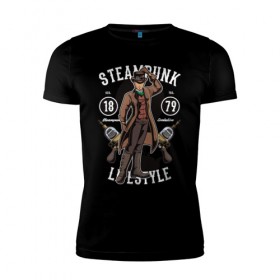 Мужская футболка премиум с принтом Steampunk в Санкт-Петербурге, 92% хлопок, 8% лайкра | приталенный силуэт, круглый вырез ворота, длина до линии бедра, короткий рукав | steam punk | панк | ретро | стимпанк