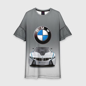 Детское платье 3D с принтом BMW Vision в Санкт-Петербурге, 100% полиэстер | прямой силуэт, чуть расширенный к низу. Круглая горловина, на рукавах — воланы | bmw | car | germany | motorsport | sports car | автомобиль | автоспорт | бмв | германия | спорткар