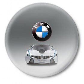 Значок с принтом BMW Vision в Санкт-Петербурге,  металл | круглая форма, металлическая застежка в виде булавки | bmw | car | germany | motorsport | sports car | автомобиль | автоспорт | бмв | германия | спорткар