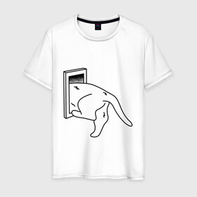 Мужская футболка хлопок с принтом Толстый Кот в Санкт-Петербурге, 100% хлопок | прямой крой, круглый вырез горловины, длина до линии бедер, слегка спущенное плечо. | cat | citty | fat | котик | кошак