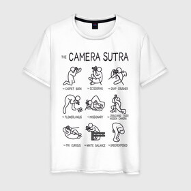 Мужская футболка хлопок с принтом The camera sutra в Санкт-Петербурге, 100% хлопок | прямой крой, круглый вырез горловины, длина до линии бедер, слегка спущенное плечо. | kamasutra | выдержка | позы | фотка | фото | фотоаппарат | фотограф | фотография | фотосессия | штатив | экспозиция
