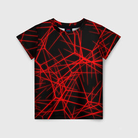 Детская футболка 3D с принтом Abstract Lines в Санкт-Петербурге, 100% гипоаллергенный полиэфир | прямой крой, круглый вырез горловины, длина до линии бедер, чуть спущенное плечо, ткань немного тянется | Тематика изображения на принте: abstract | line | абстрактные | абстракция | линии | неон | узор