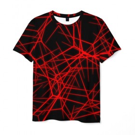 Мужская футболка 3D с принтом Abstract Lines в Санкт-Петербурге, 100% полиэфир | прямой крой, круглый вырез горловины, длина до линии бедер | abstract | line | абстрактные | абстракция | линии | неон | узор