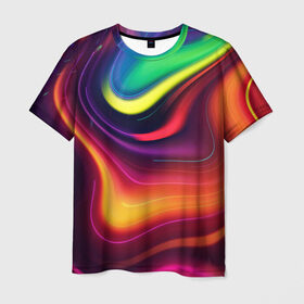 Мужская футболка 3D с принтом Крутые цвета в Санкт-Петербурге, 100% полиэфир | прямой крой, круглый вырез горловины, длина до линии бедер | Тематика изображения на принте: градиент | крутые цвета | переход цветов | текстура