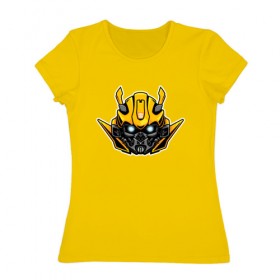 Женская футболка хлопок с принтом Bumblebee в Санкт-Петербурге, 100% хлопок | прямой крой, круглый вырез горловины, длина до линии бедер, слегка спущенное плечо | бамблби | робот | трансформеры