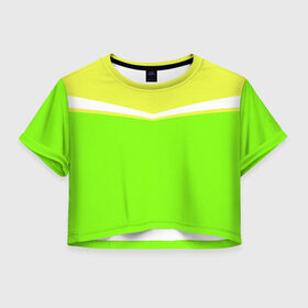 Женская футболка Cropp-top с принтом Угол зеленый в Санкт-Петербурге, 100% полиэстер | круглая горловина, длина футболки до линии талии, рукава с отворотами | Тематика изображения на принте: кислотные костюмы | кислотные цвета | неон | флуоресцентные принты
