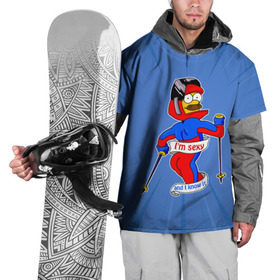 Накидка на куртку 3D с принтом Нед Фландерс Симпсоны в Санкт-Петербурге, 100% полиэстер |  | simpsons | зима | лыжник | недфландерс | симпсоны | спорт | фландерс
