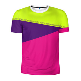 Мужская футболка 3D спортивная с принтом Треугольники с розовым в Санкт-Петербурге, 100% полиэстер с улучшенными характеристиками | приталенный силуэт, круглая горловина, широкие плечи, сужается к линии бедра | кислотные костюмы | кислотные цвета | неон | флуоресцентные принты