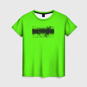 Женская футболка 3D с принтом Гранж зеленый в Санкт-Петербурге, 100% полиэфир ( синтетическое хлопкоподобное полотно) | прямой крой, круглый вырез горловины, длина до линии бедер | кислотные костюмы | кислотные цвета | неон | флуоресцентные принты